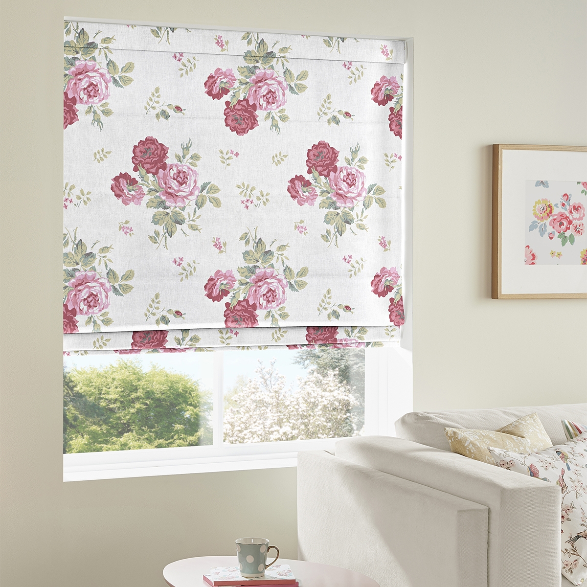 Product photograph of Cath Kidston Antique Rose Pink Roman Blind from Choice Furniture Superstore.